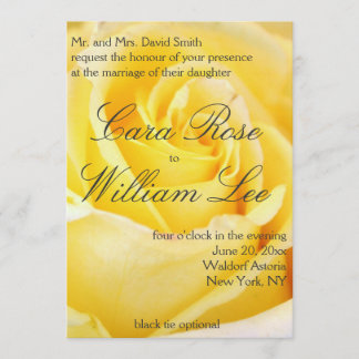 Elegantes invitaciones a la boda de rosas amarilla