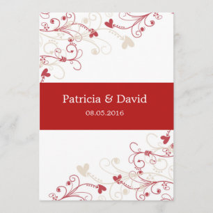 Elegantes Invitaciones A La Boda De Swirl: Rojo Y