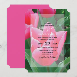 Elegantes invitaciones a la boda de tulipanes rosa