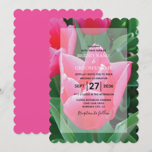 Elegantes invitaciones a la boda de tulipanes rosa