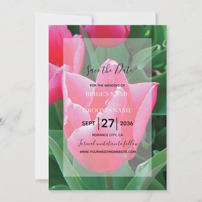Elegantes invitaciones a la boda de tulipanes rosa (Anverso)