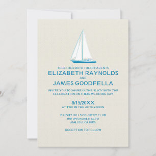 Elegantes invitaciones a la boda en barco