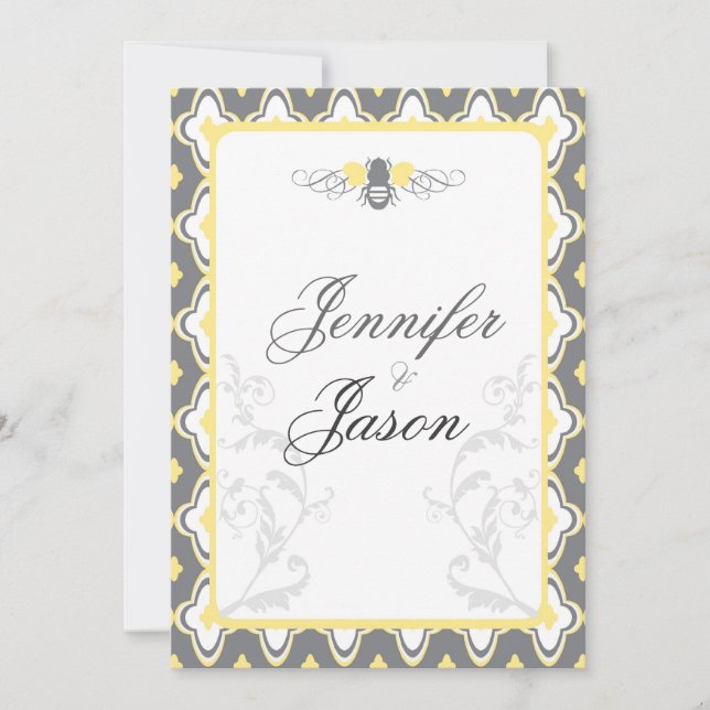 Elegantes invitaciones a la boda en el jardín amar (Anverso)