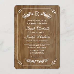 Elegantes invitaciones a la boda en monograma de m