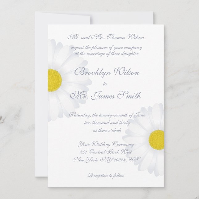 Elegantes invitaciones a la boda floral de la marg (Anverso)
