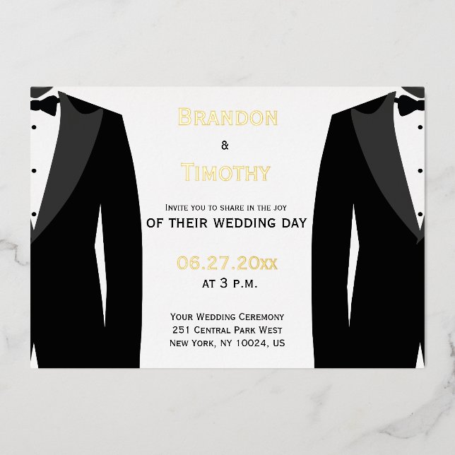 Elegantes invitaciones a la boda gay de Relieve me (Anverso)