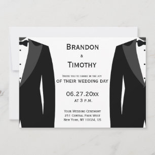 Elegantes Invitaciones A La Boda Gay Negra Y Blanc