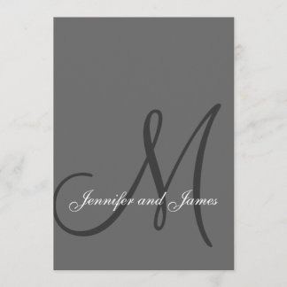 Elegantes invitaciones a la boda gris inicial