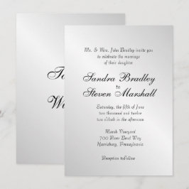 Elegantes invitaciones a la boda plateada