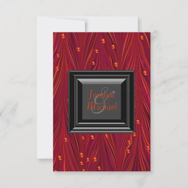 Elegantes invitaciones a la boda roja y negra (Anverso)
