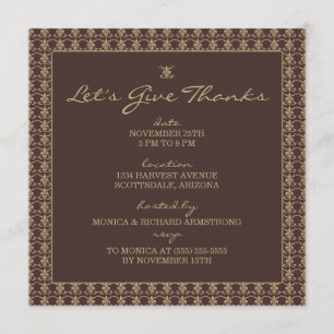 Elegantes invitaciones a la cena de Acción de Grac