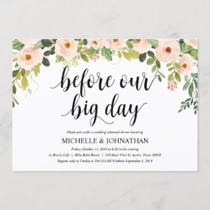 Elegantes invitaciones a la cena de Bodas de Rubor