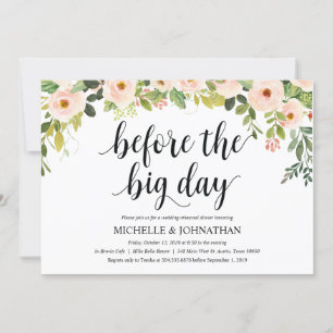 Elegantes invitaciones a la cena de Bodas de Rubor