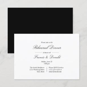 Elegantes invitaciones a la cena de ensayo en blan