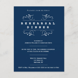 Elegantes invitaciones a la cena de ensayos de la