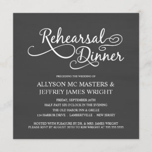 Elegantes invitaciones a la cena para el ensayo de