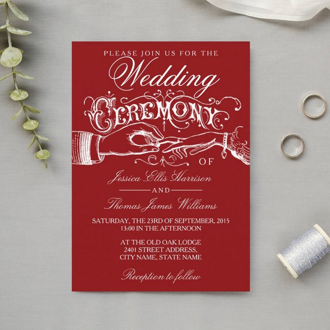 Elegantes invitaciones a la ceremonia de Boda rojo (Subido por el creador)