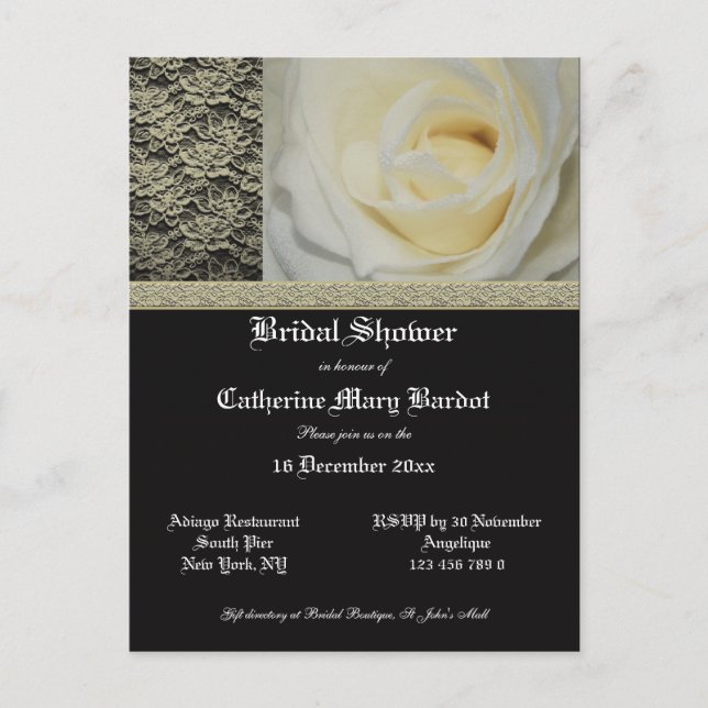 Elegantes invitaciones a la ducha de novias (Anverso)