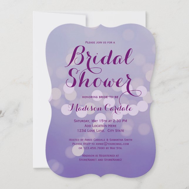 Elegantes invitaciones a la ducha nupcial Lilac (Anverso)