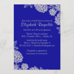 Elegantes invitaciones a la ducha Royal Blue Brida