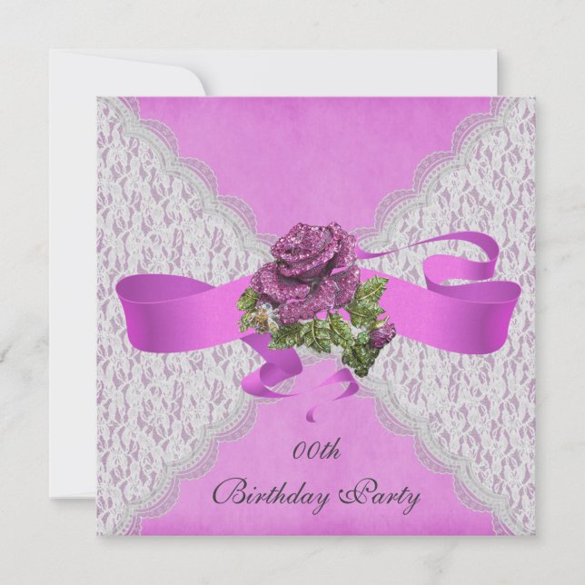 Elegantes invitaciones a la fiesta de cumpleaños d (Anverso)