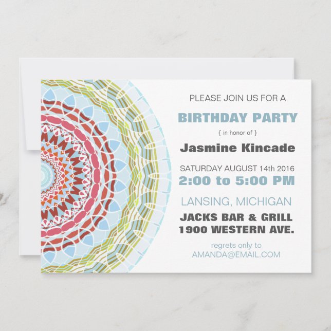 Elegantes invitaciones a la fiesta de cumpleaños d (Anverso)