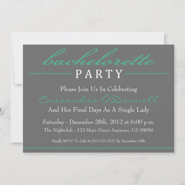 Elegantes invitaciones a la fiesta de la bachiller (Anverso)