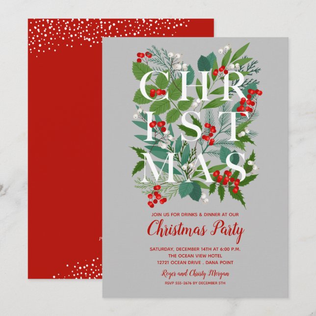 Elegantes invitaciones a la fiesta de la verde de  (Anverso / Reverso)