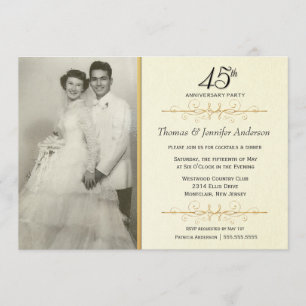 Elegantes invitaciones a la Fiesta del 45° Anivers