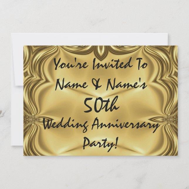 Elegantes invitaciones a la Fiesta del 50 Aniversa (Anverso)