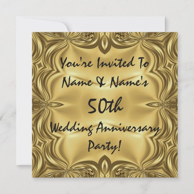 Elegantes invitaciones a la Fiesta del 50 Aniversa (Anverso)