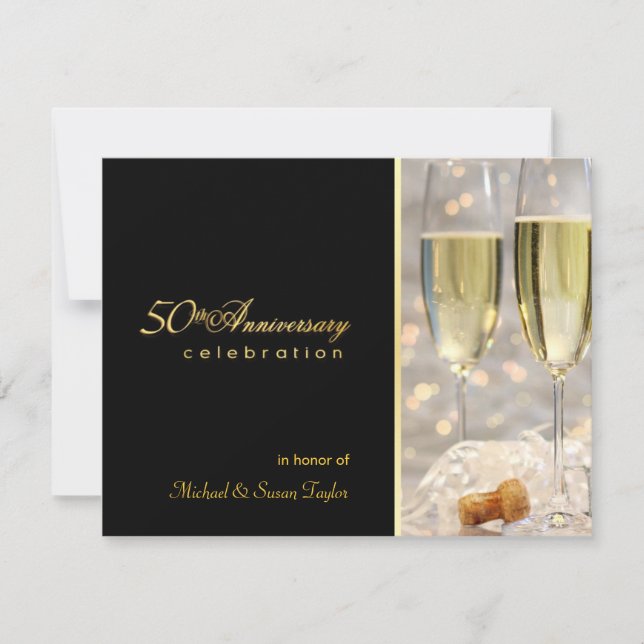 Elegantes invitaciones a la Fiesta del 50 Aniversa (Anverso)