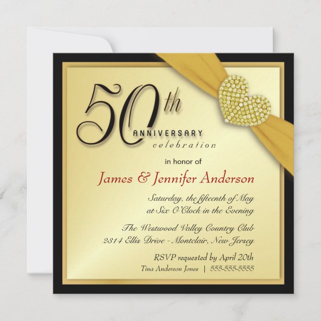 Elegantes invitaciones a la fiesta del 50 aniversa (Anverso)