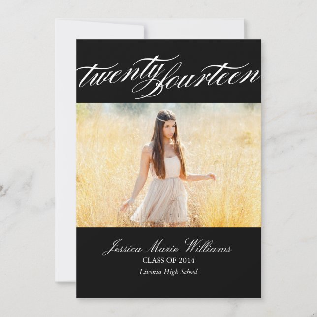 Elegantes invitaciones a la graduación 2014 (Anverso)