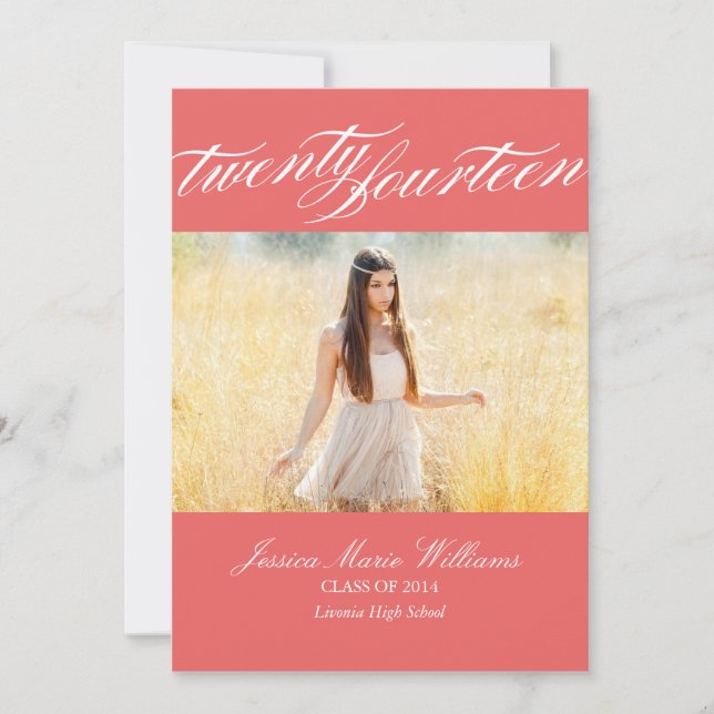 Elegantes invitaciones a la graduación 2014 (Anverso)