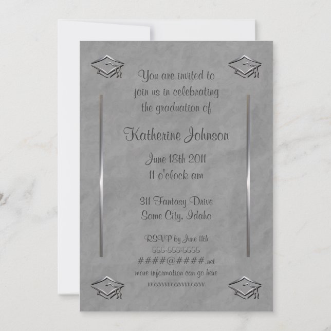Elegantes invitaciones a la graduación de Personal (Reverso)