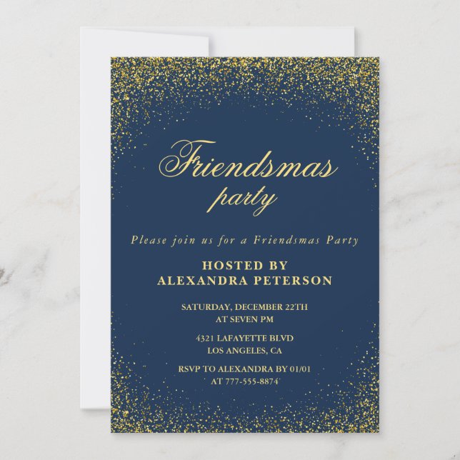 Elegantes invitaciones a la Marina de Oro Glam (Anverso)