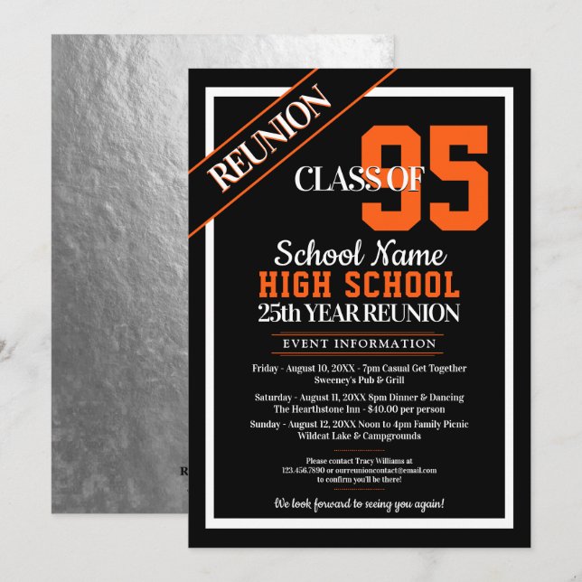 Elegantes invitaciones a la reunión escolar de sec (Anverso / Reverso)