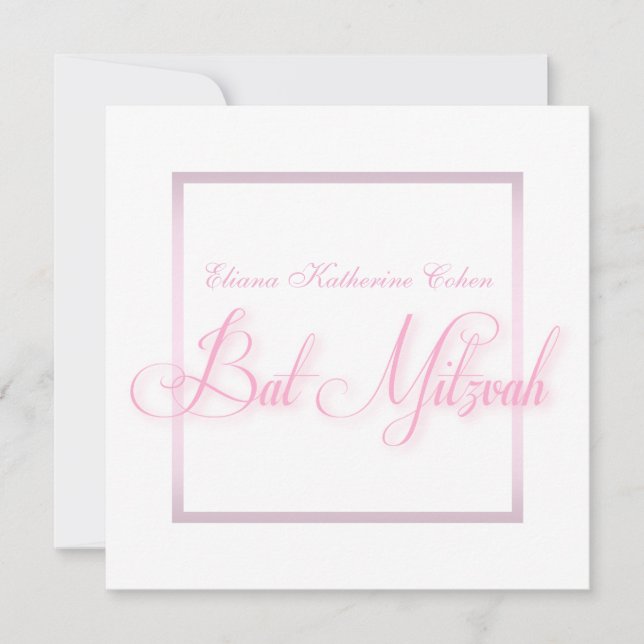 Elegantes invitaciones a Mitzvah de Bat Rosado (Anverso)