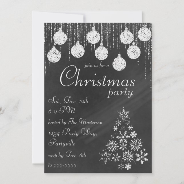 Elegantes invitaciones a Navidades de Chalkboard (Anverso)