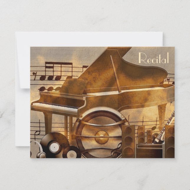 Elegantes invitaciones a recitales de música de un (Anverso)