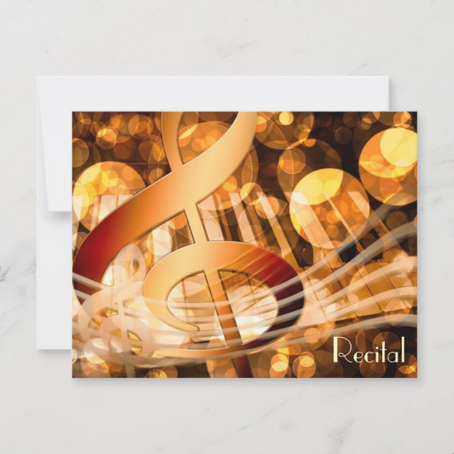 Elegantes invitaciones a recitales de música de un (Anverso)