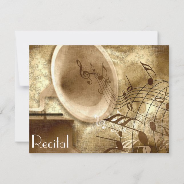 Elegantes invitaciones a recitales de música unise (Anverso)