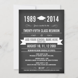 Elegantes invitaciones a Reunión de Clase Gris de 