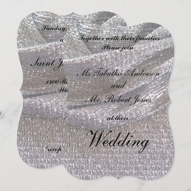 Elegantes invitaciones a una boda de plata esparta (Anverso / Reverso)