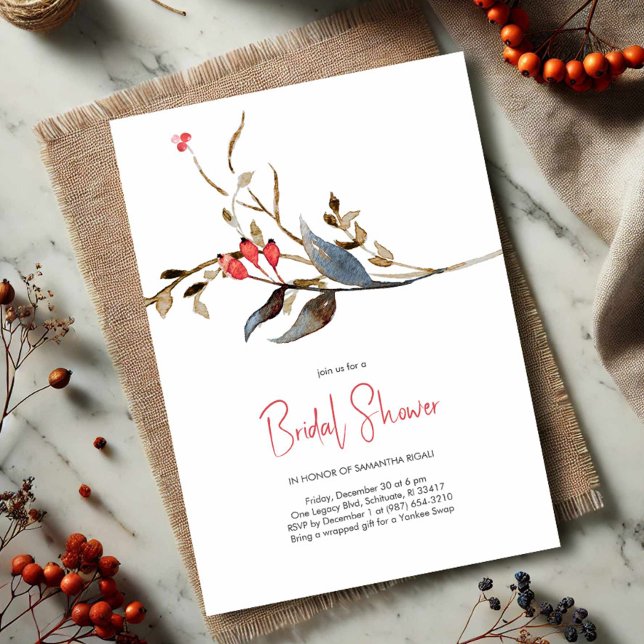 Elegantes invitaciones botánicas ducha de novia (Rustic bridal shower invitations watercolor botanicals)