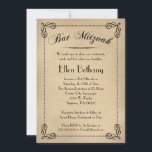 Elegantes invitaciones de Bat Mitzvah<br><div class="desc">Esta formal y elegante invitación a Bat Mitzvah se remonta a antaño,  pero todavía tiene un cierto factor Guay. Fondo neutro de estilo de papel vintage con desplazamiento negro y guión.</div>