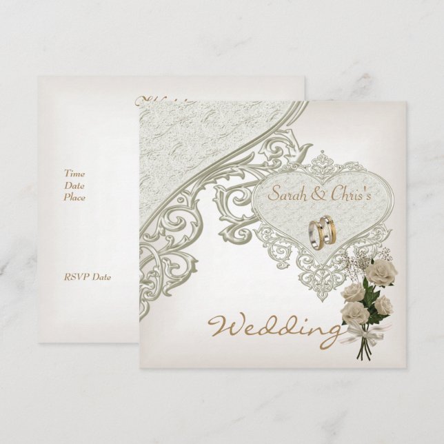 Elegantes invitaciones de boda (Anverso / Reverso)