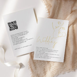 Elegantes Invitaciones de Boda con Código QR y Foi