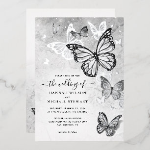Elegantes invitaciones de boda con mariposas de pl